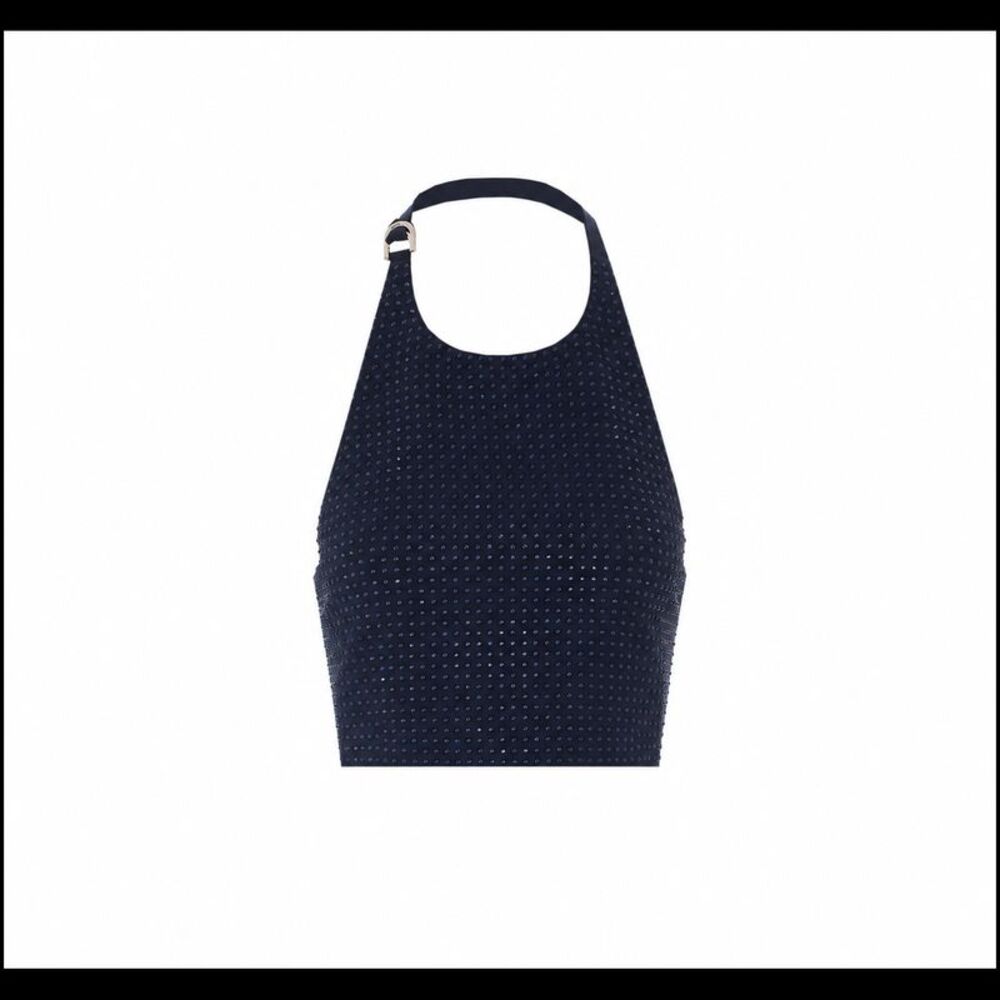 Pinko Women Full Rhinestone Top With Open Back
